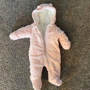 Cozy pink baby bunting